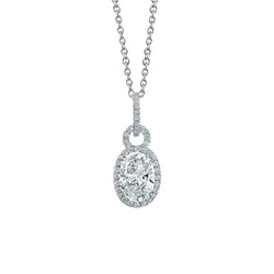 Oval And Round Cut Real Diamond Pendant Necklace 3.40 Ct