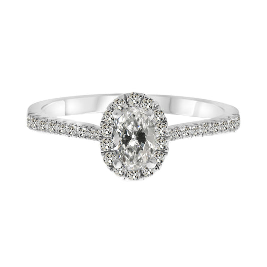 Fine Diamond Antique Cushion Halo Engagement Ring in 14 Karat White Gold – main view