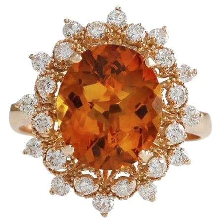Oval Citrine Jewelry Cocktail Ring