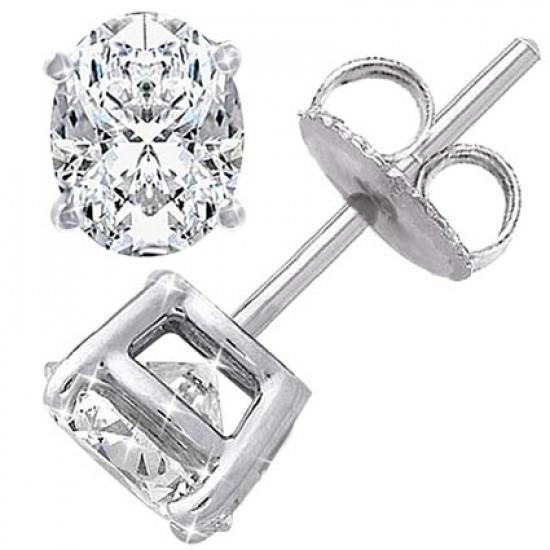 Oval Cut 3.20 Carats Natural Diamond Ladies Stud Earring White Gold