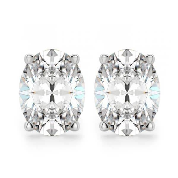 Oval Cut 3.5 Carats Real Diamond Stud Earrings White Gold Jewelry - Stud Earrings-harrychadent.ca