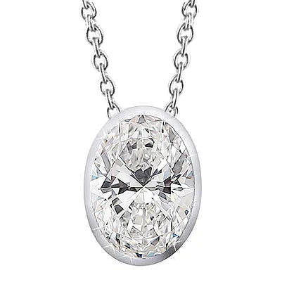 Oval Cut 3 Carat Natural Diamond Pendant