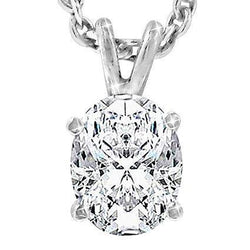 Oval Cut Genuine Natural Earth Mined Diamond Necklace Pendant Solid White Gold Jewelry 3 Carats