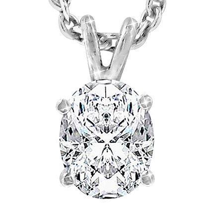 Oval Cut Genuine Diamond Necklace Pendant Solid White Gold Jewelry 3 Carats
