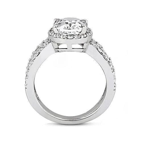 Oval Cut Natural Diamond Engagement Women Halo Ring White Gold