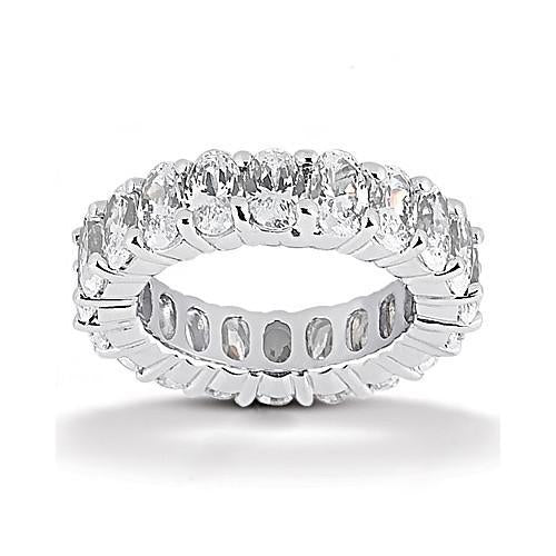 Oval Cut Real Diamond Eternity Engagement Band 4 Carats White Gold 14K