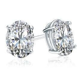 Oval Cut Real Diamond Stud Earrings 5 Ct White Gold Fine Jewelry - Stud Earrings-harrychadent.ca