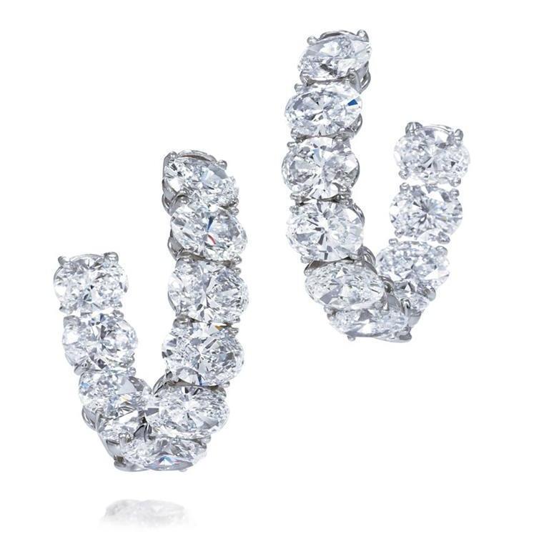 Oval Cut Real Diamond Women Hoop Earring Solid Gold Jewelry 8 Carats