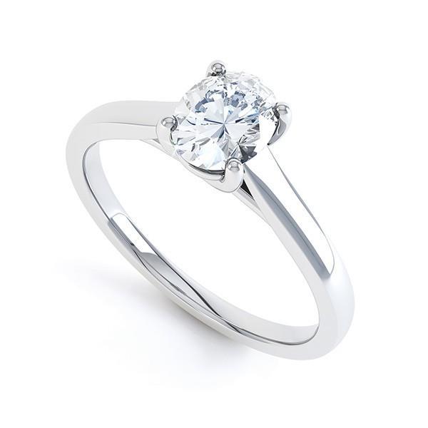 Oval Cut Solitaire 1.25 Carats Real Diamond Engagement Ring White Gold 14K