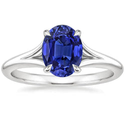 Natural Real ( Not Lab Grown )  Oval Cut Solitaire Sapphire Engagement Ring