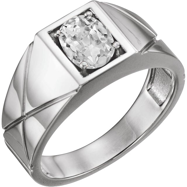Old Mine Cut Diamond ring in 14K White Gold – main view