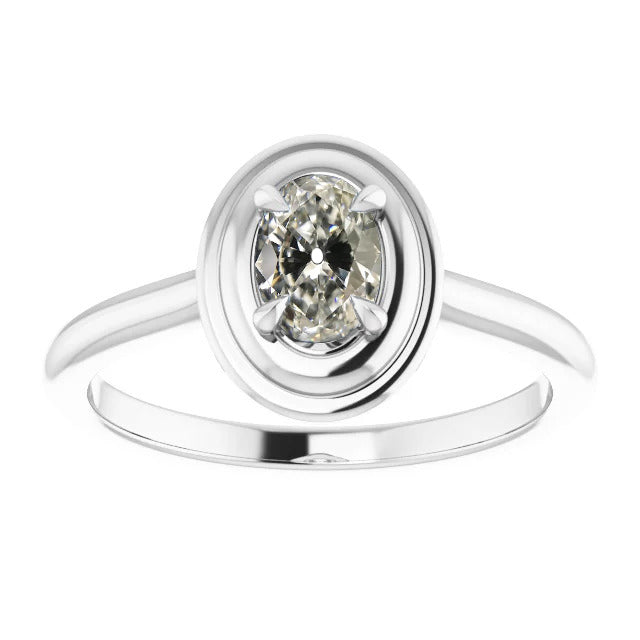Old Mine Cut Fine Diamond ring in 14 Karat White Gold – main view