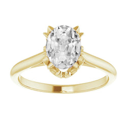 Brilliant Diamond Antique Cushion Solitaire Ring 4 ct in 14K
