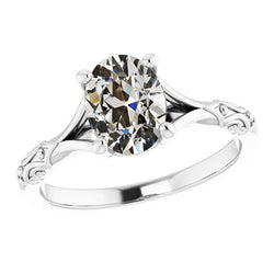 Natural Old Mine Cut Brilliant Diamond Solitaire Ring 3 ct