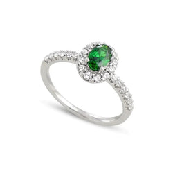 Oval Green Emerald Natural Earth Mined Diamond 3.85 Carats Wedding Ring White Gold 14K