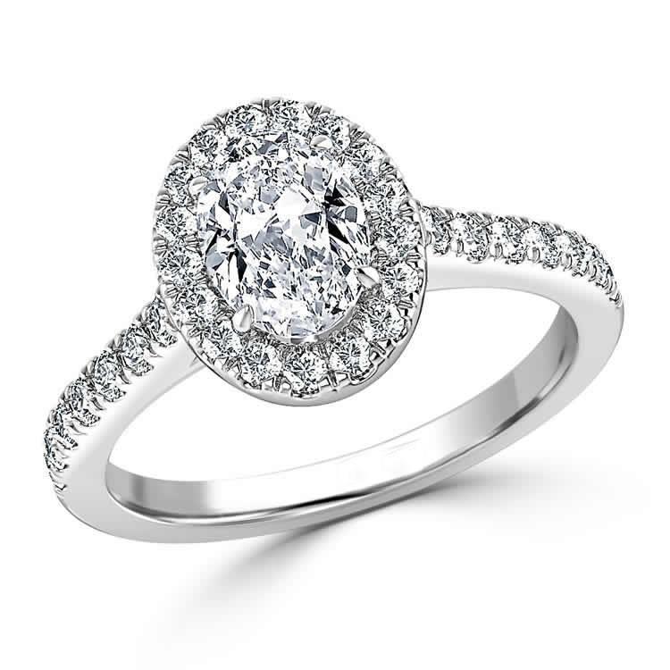 Oval Halo Genuine Diamond Engagement Halo Ring 2.34 Carats