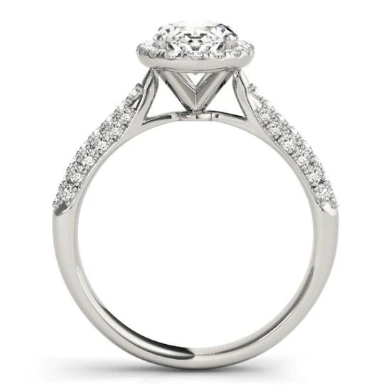 Oval Halo Genuine Diamond Engagement Ring 1.75 Carats White Gold 14K 