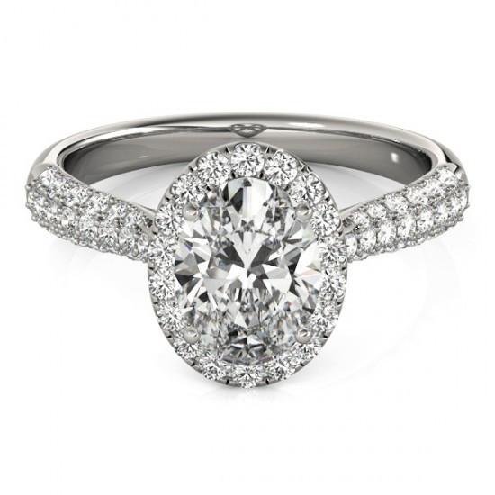 Oval Halo Genuine Diamond Engagement Ring 1.75 Carats 14K Jewelry