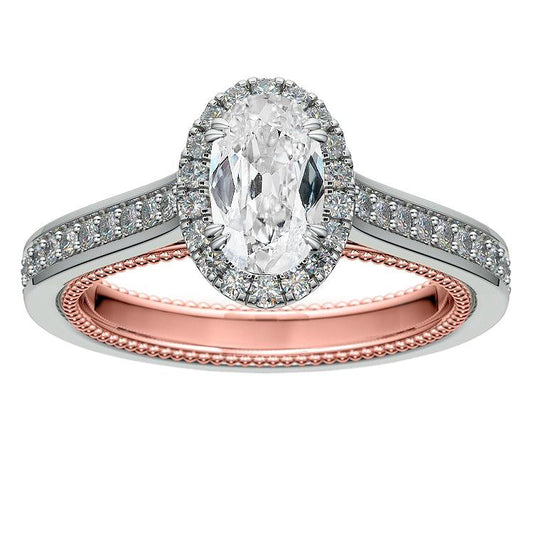 Oval Halo Ring Old Miner Real Diamonds Accented Jewelry 6 Carats Two Tone