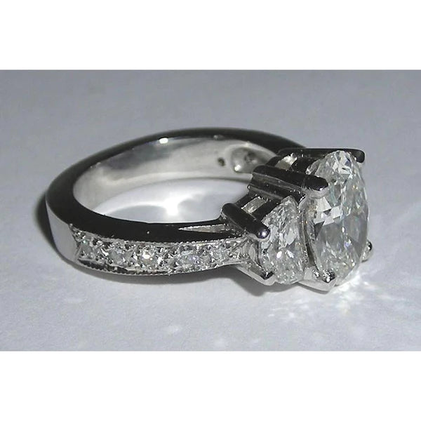 Oval Natural Diamond Engagement Anniversary Ring White Gold 14K 3.50 Carats