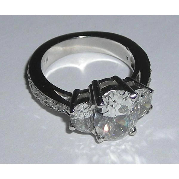 Oval Natural Diamond Engagement Anniversary Ring White Gold 14K 3.50 Carats