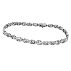 Oval Natural Diamond Tennis Bracelet Round Cut 4 Carats Women's Gold Jewelry