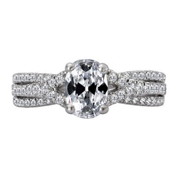 Custom Split Shank Brilliant Diamond Solitaire with Side Stones