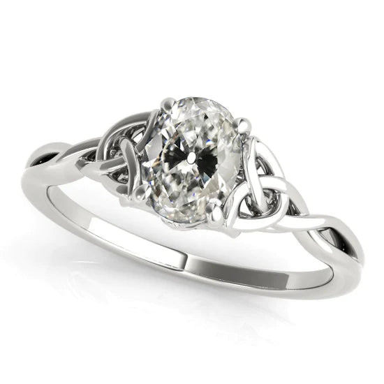 Oval Old Cut Natural Diamond Solitaire Ring Infinity Knot Style 3 Carats
