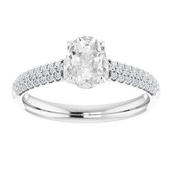 Oval Old Cut Real Natural Earth Mined Diamond Wedding Ring 6 Carats Prong Set Women's Gold Jewelry