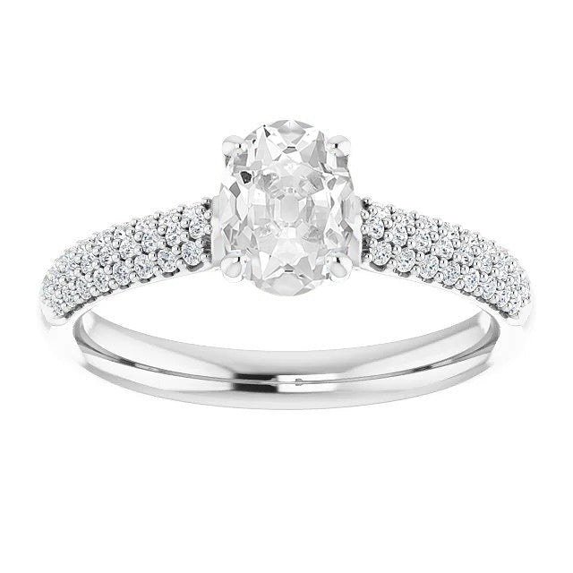 Oval Old Cut Real Diamond Wedding Ring 6 Carats Prong Set Women's Gold Jewelry - Solitaire Ring with Accents-harrychadent.ca