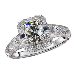 Natural Antique Cushion Brilliant Diamond Halo Ring – 3 ct in