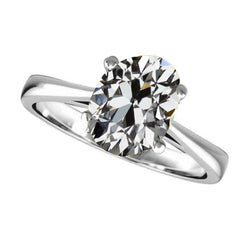 Brilliant Diamond Solitaire Ring – Antique European 3 ct 14K