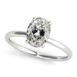 Oval Old European Real Natural Earth Mined Diamond Solitaire Ring Prong Set 4 Carats Jewelry