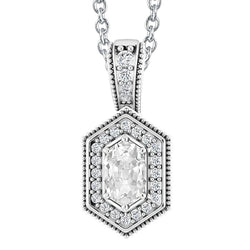 Oval Old Mine Cut Halo Real Natural Earth Mined Diamond Pendant Antique Style 5 Carats Gold 14K