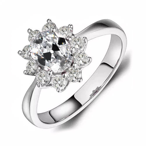 Oval Old Mine Cut Halo Real Diamond Ring Star Style Jewelry 3.50 Carats