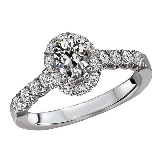 Antique Cushion Brilliant Diamond ring in 14K White Gold – main view