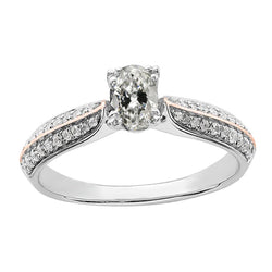 Oval Old Mine Cut Natural Diamond Ring With Double Row Accents 3.50 Carats