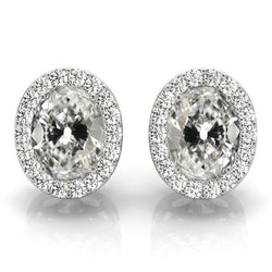 Fine Diamond Old Mine Cut Earrings 3.50 ct – 14K White Gold