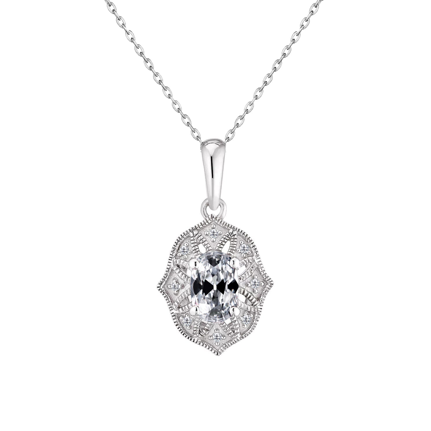 Drop Pendant 14K White Gold with Fine Diamond – main view