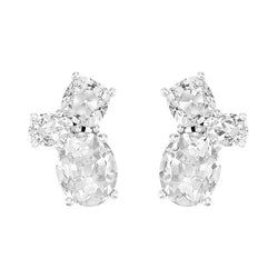 Antique Cushion Diamond Earrings in 14K White Gold – 10 ct