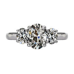 Oval Old Miner Genuine Natural Earth Mined Diamond 3 Stone Ring 8 Carats Gold