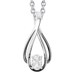 Oval Old Miner Genuine Natural Earth Mined Diamond Jewelry Pendant 1 Carat White Gold 14K