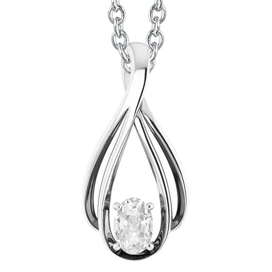 Oval Old Miner Genuine Diamond Jewelry Pendant 1 Carat White Gold 14K