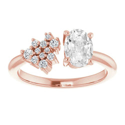 Oval Old Miner Natural Earth Mined Diamond Wedding Ring 4.25 Carats Rose Gold 14K