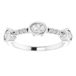 Oval Old Miner Real Diamond Half Eternity Band Prong Bezel Set 5.75 Carats