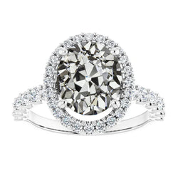 Oval Old Miner Real Natural Earth Mined Diamond Halo Anniversary Ring 14K Gold 8.50 Carats