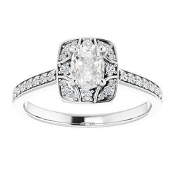 Oval Old Miner Real Natural Earth Mined Diamond Halo Ring 14K White Gold 4.70 Carats
