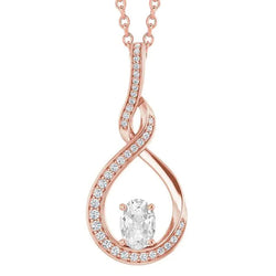 Oval Old Miner Real Natural Earth Mined Diamond Pendant Slide With Chain 3 Carats Twisted Style
