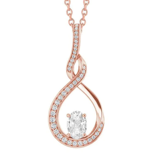 Oval Old Miner Real Diamond Pendant Slide With Chain 3 Carats Twisted Style