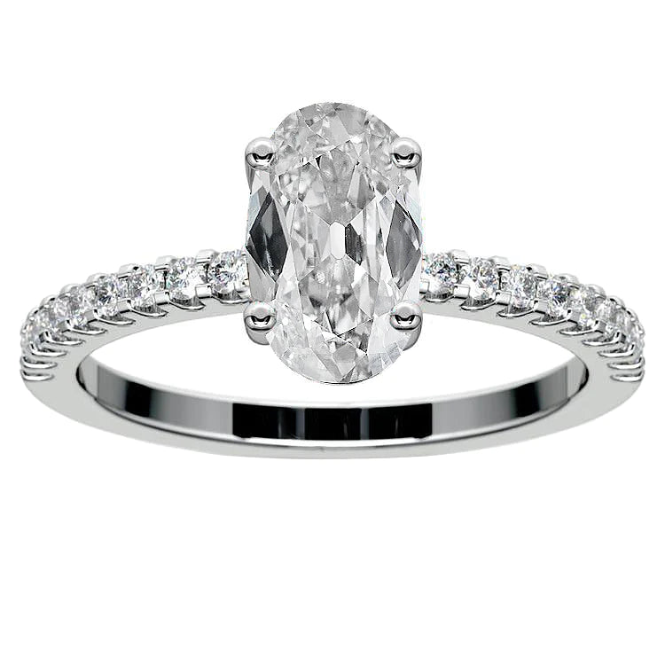 Oval Old Miner Real Diamond Round Engagement Ring 4 Prong Set 7 Carats